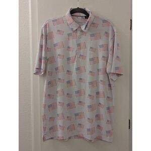 Swing Juice Mens Patriotic Golf Polo Shirt With American Flag Print Short Sleeve